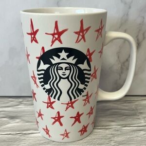 Starbucks White Red Stars 2014 Coffee Cup Mug Mermaid Siren Logo 16oz